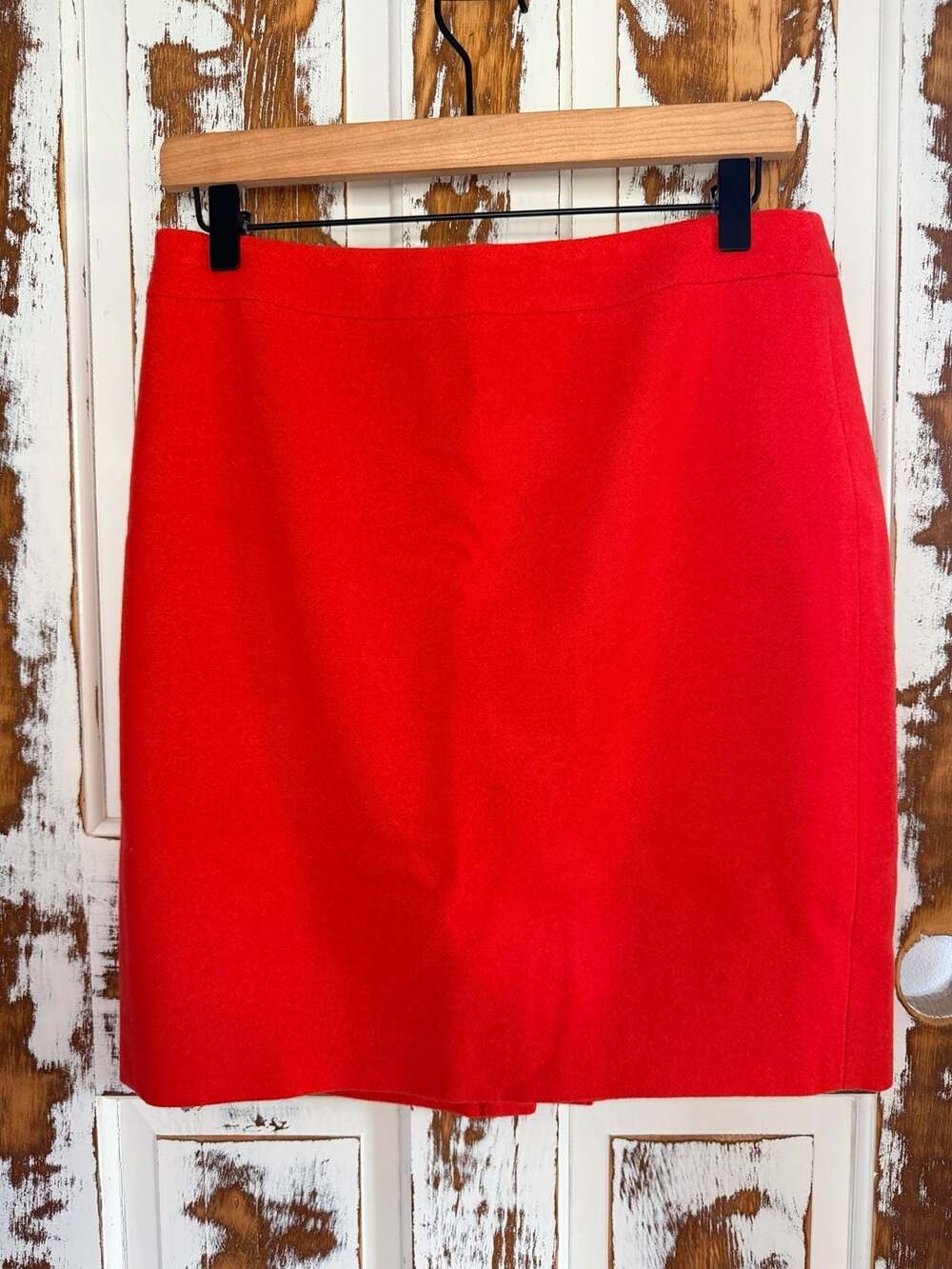 J.Crew The Perfect Skirt Red Wool Blend Pencil Petite Size 8P Academia Preppy